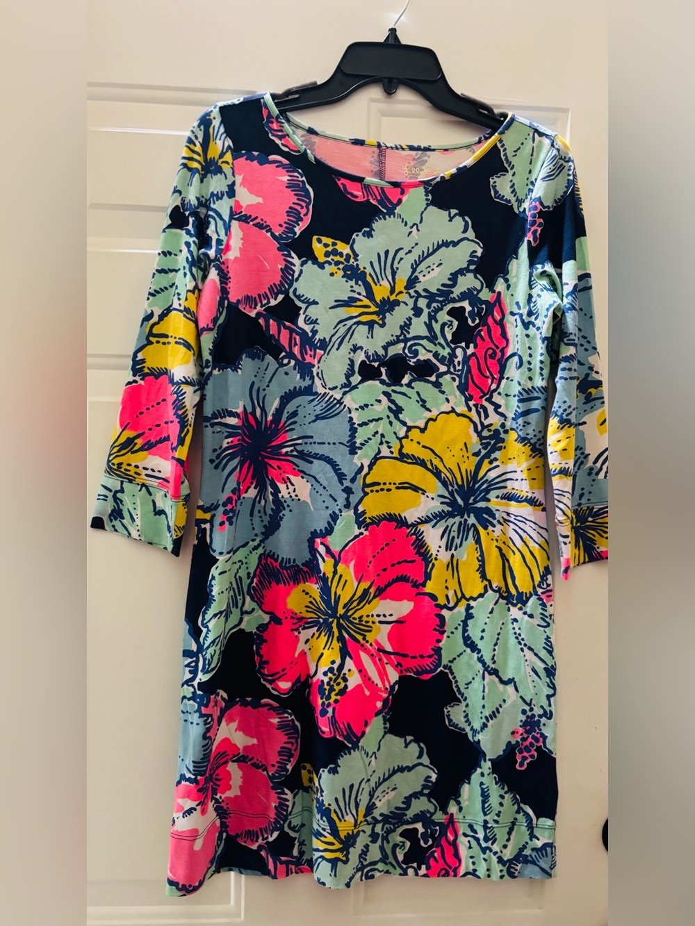 Lilly Pulitzer Floral Navy Floral Mini Dress in Pink, Yellow, Mint small
